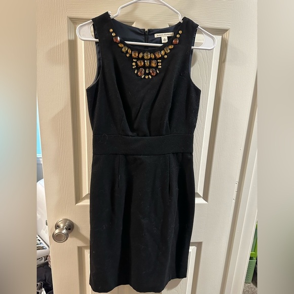 BANANA REPUBLIC Women's Jeweled Neckline Wool Sheath Dress - Picture 3 of 5